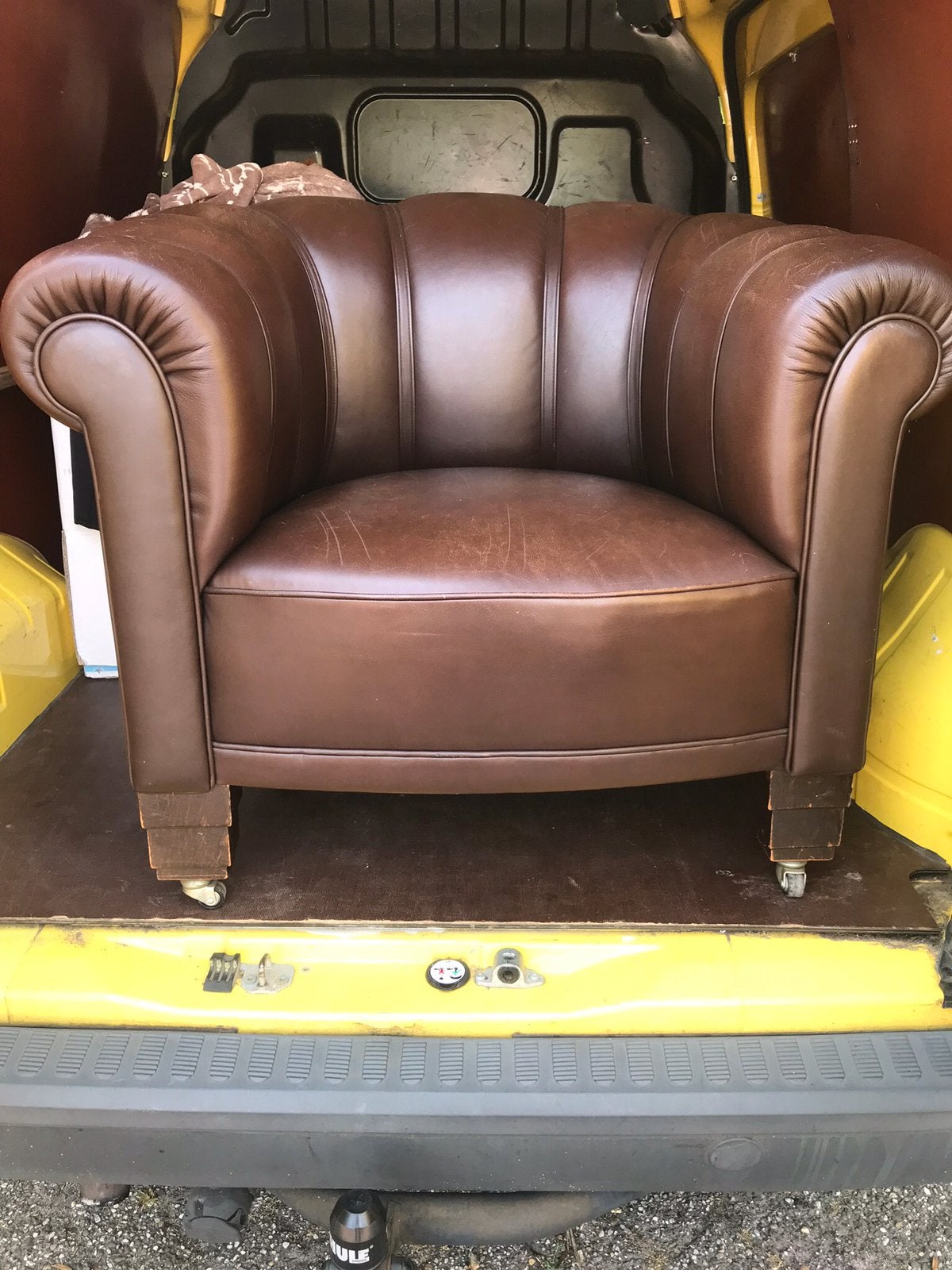 Design Art Deco club fauteuil, Ophalen, Gebruikt, 50 tot 75 cm, Leer