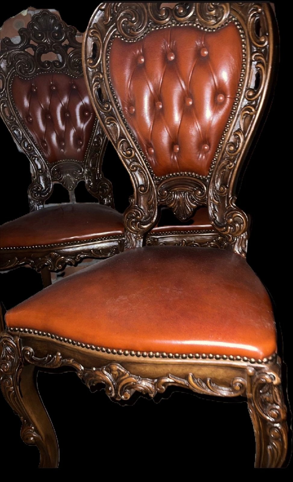 4 Barok Eetkamerstoelen Leer, Antiek en Kunst, Ophalen