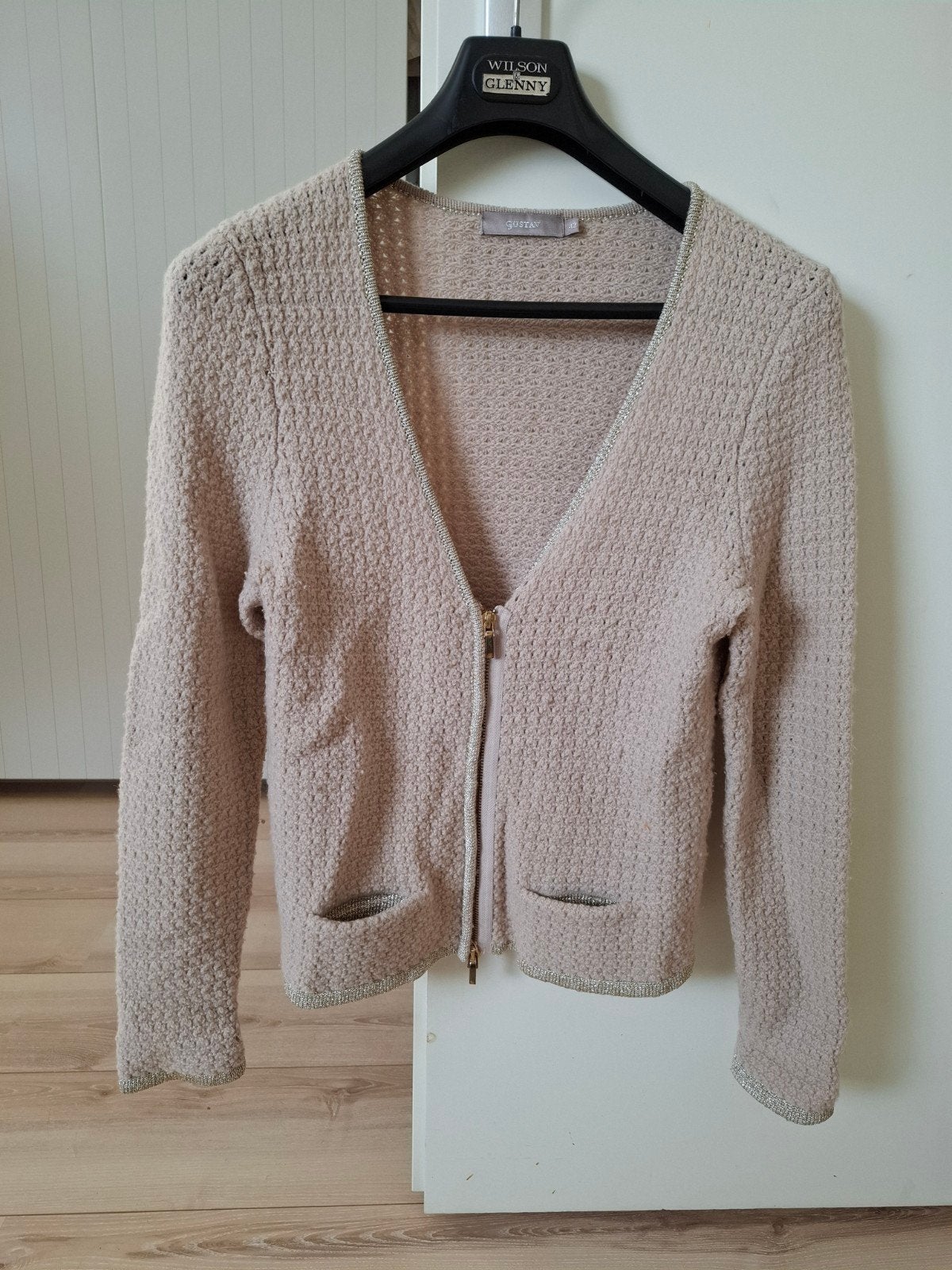 Gustav beige vestje met metalic bies, maat 42, Beige, Ophalen of Verzenden, Gedragen, Maat 42/44 (L)