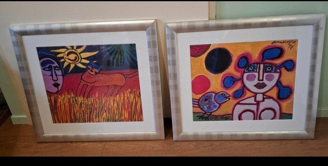 Twee prachtige, kleurrijke reproducties van Corneille,, Antiek en Kunst, Kunst | Litho's en Zeefdrukken, Ophalen of Verzenden