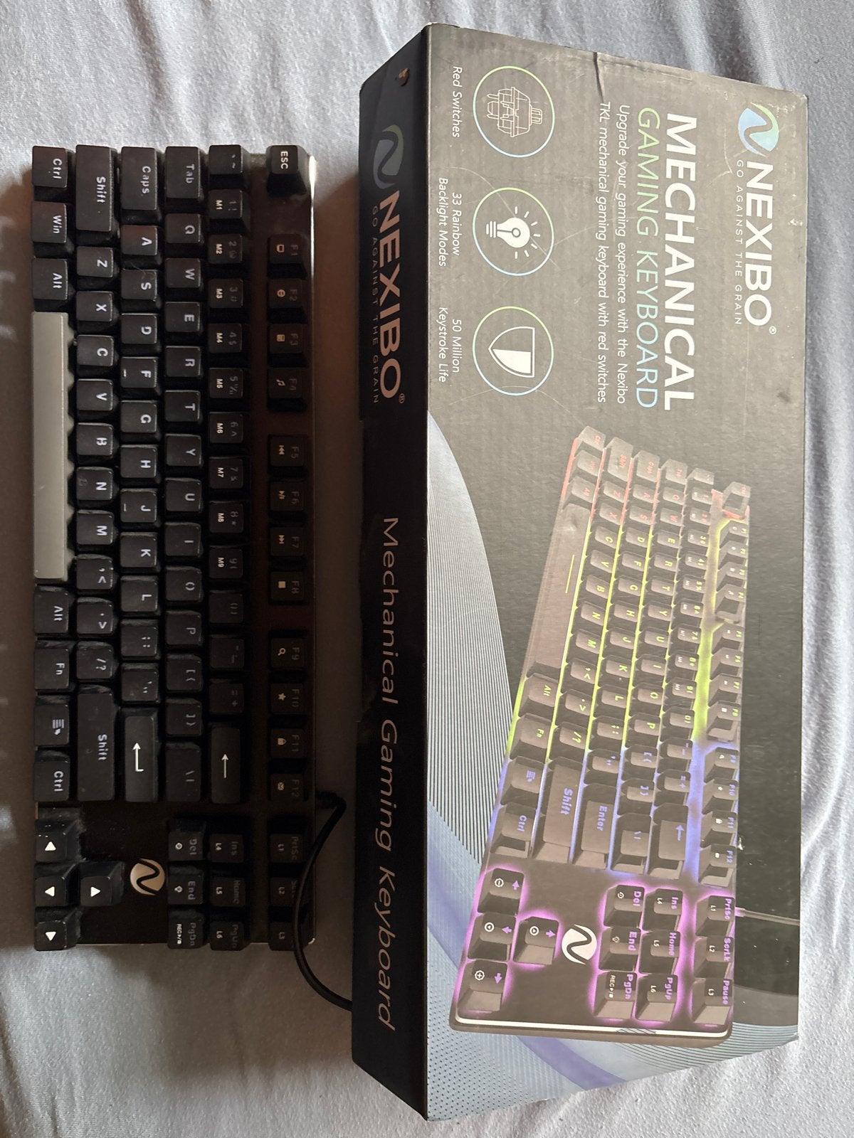 Nexibo Gaming Toetsenbord - Rode Switches, RGB Backlight, Ophalen, Gaming toetsenbord, Nieuw, Qwerty