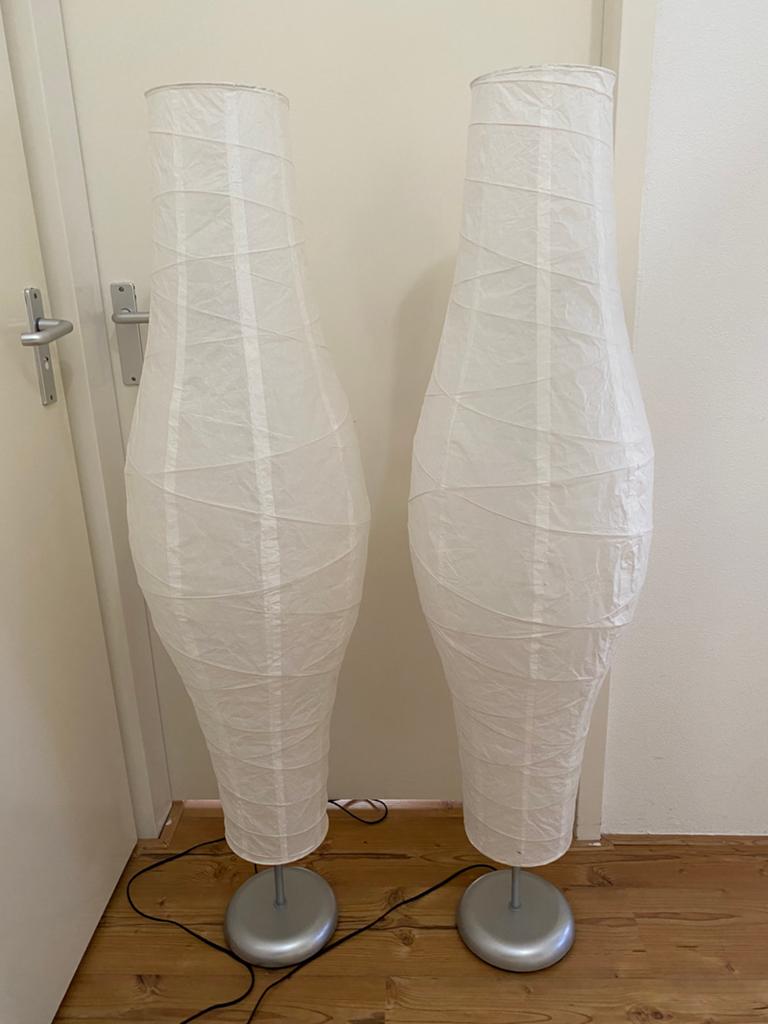 2 staande lampen rijstpaper ikea, Huis en Inrichting, Lampen | Vloerlampen, Ophalen, Gebruikt, 150 tot 200 cm