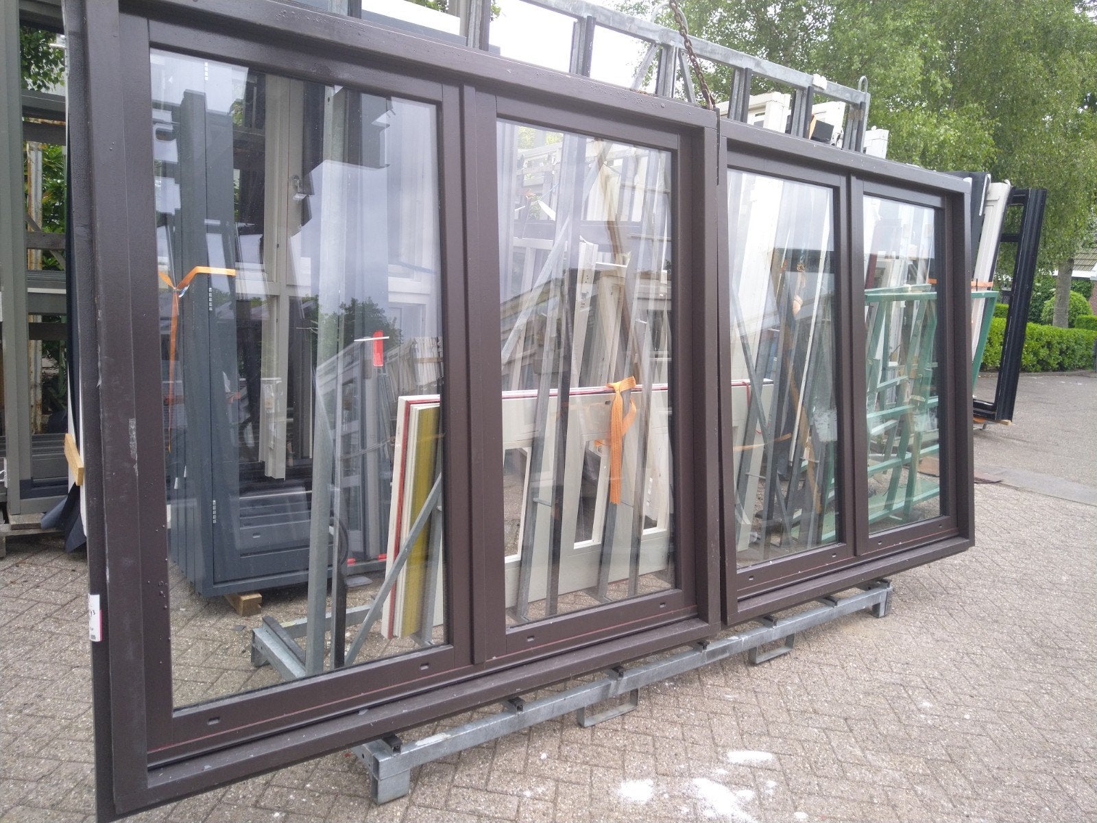 Kozijn met dubbele deuren, Doe-het-zelf en Verbouw, Deuren en Horren, 120 cm of meer, Nieuw, Ophalen of Verzenden, Buitendeur