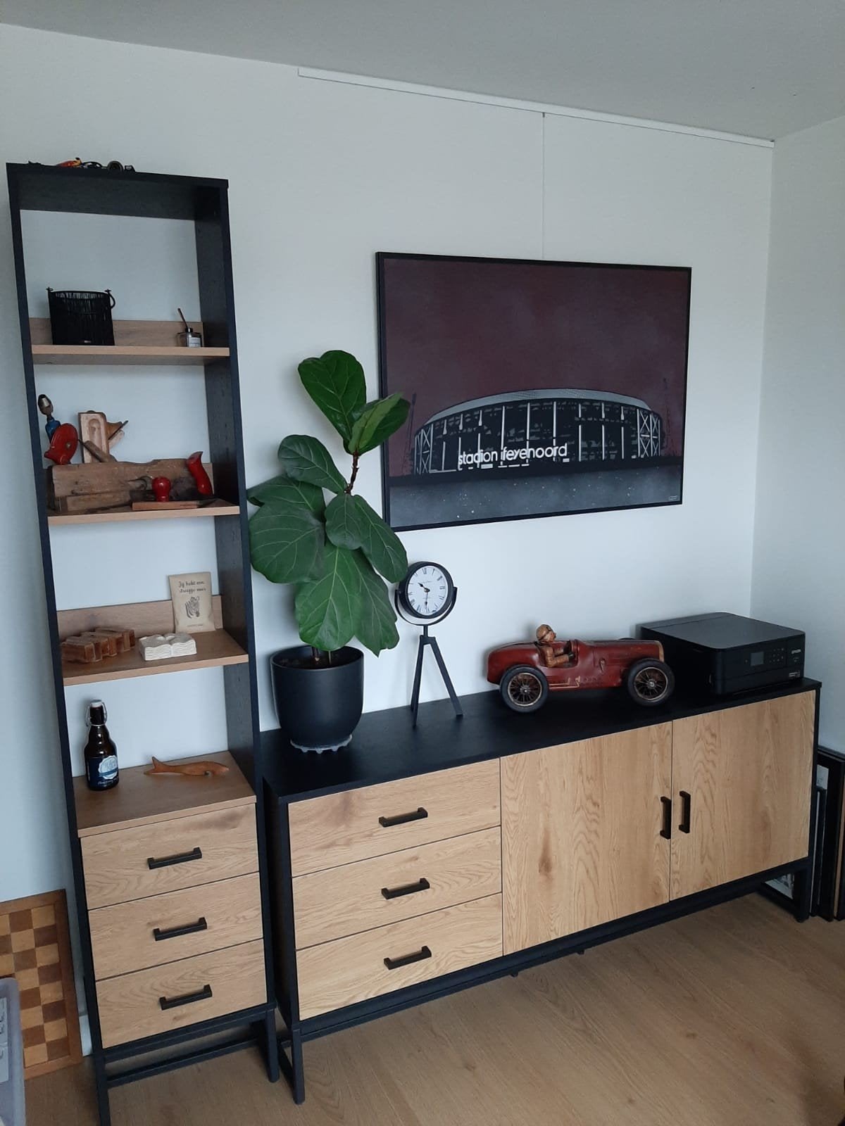 Meubelset kasten zwart eikenhout, Ophalen, Met deur(en), Modern, Industrieel, 150 tot 200 cm