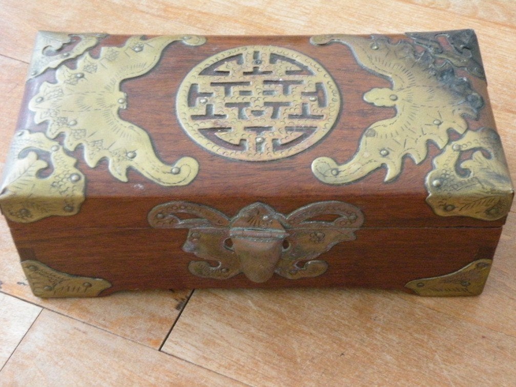Kistje met koperen beslag., Antiek en Kunst, Ophalen of Verzenden