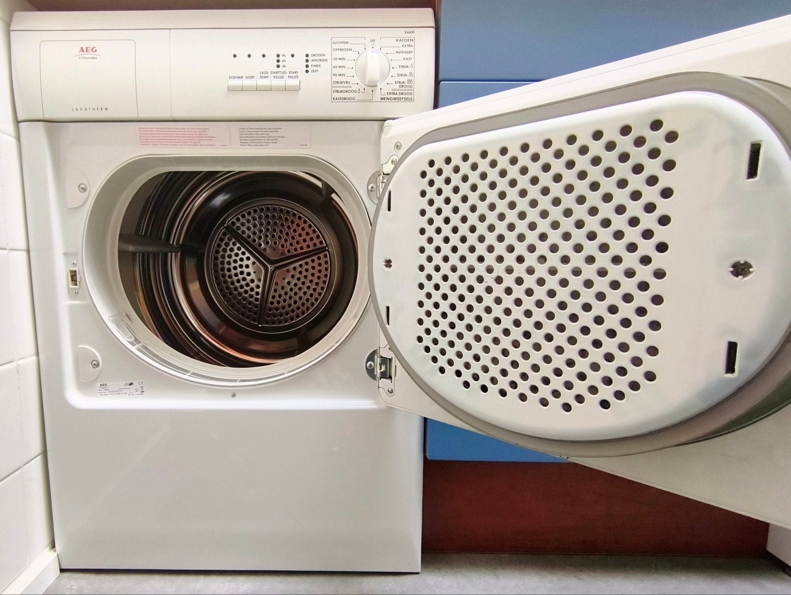 AEG Lavatherm 36600 wasdroger, Witgoed en Apparatuur, Wasdrogers, Gebruikt, Luchtafvoer, Voorlader, 6 tot 8 kg, 85 tot 90 cm, Ophalen