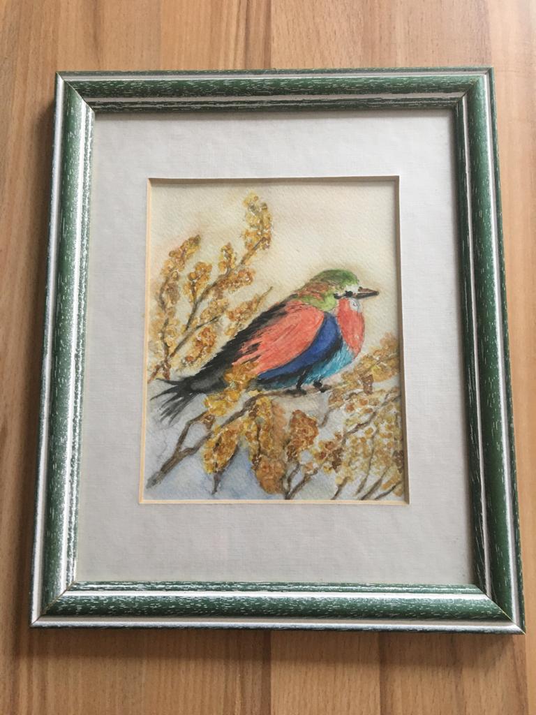 schilderij vogel eigen werk, Ophalen of Verzenden, Nieuw, Minder dan 50 cm, Schilderij