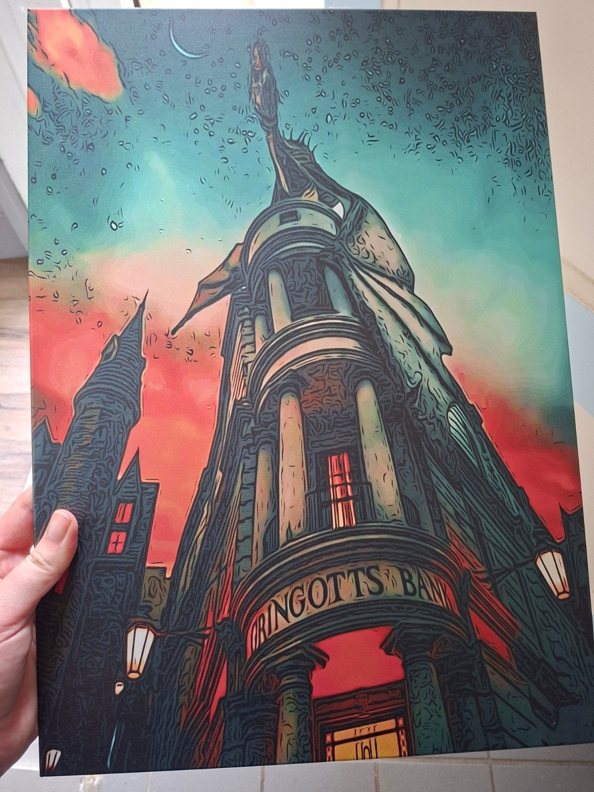 Displate Gringotts Bank Harry Potter, Minder dan 50 cm, Oorspronkelijke maker, Overige typen, Ophalen of Verzenden