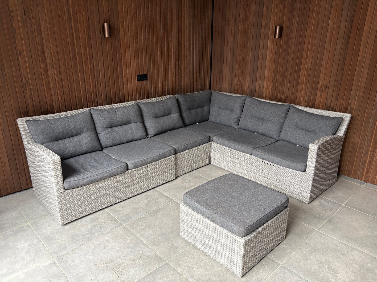 Bellagio Loungebank Tuinset  215x278cm met extra stoel, Ophalen, Gebruikt, 6 zitplaatsen, Loungeset