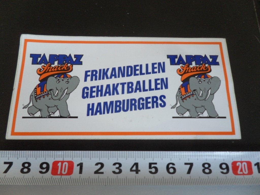 sticker TAPPAZ Snacks  Frikandellen Gehaktballen Hamburgers, Ophalen of Verzenden, Zo goed als nieuw
