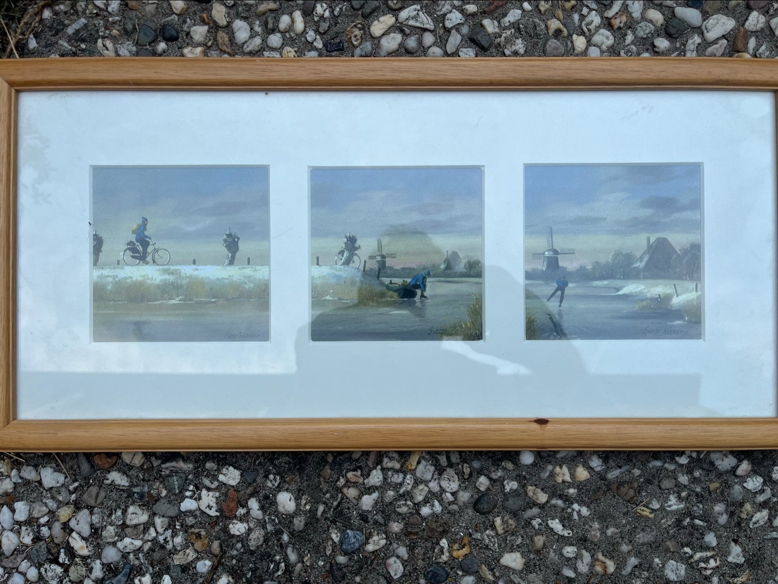 Sietse Wiersma - Winterse taferelen (drieluik), Realistisch, Ophalen of Verzenden, Gesigneerd, Landschap