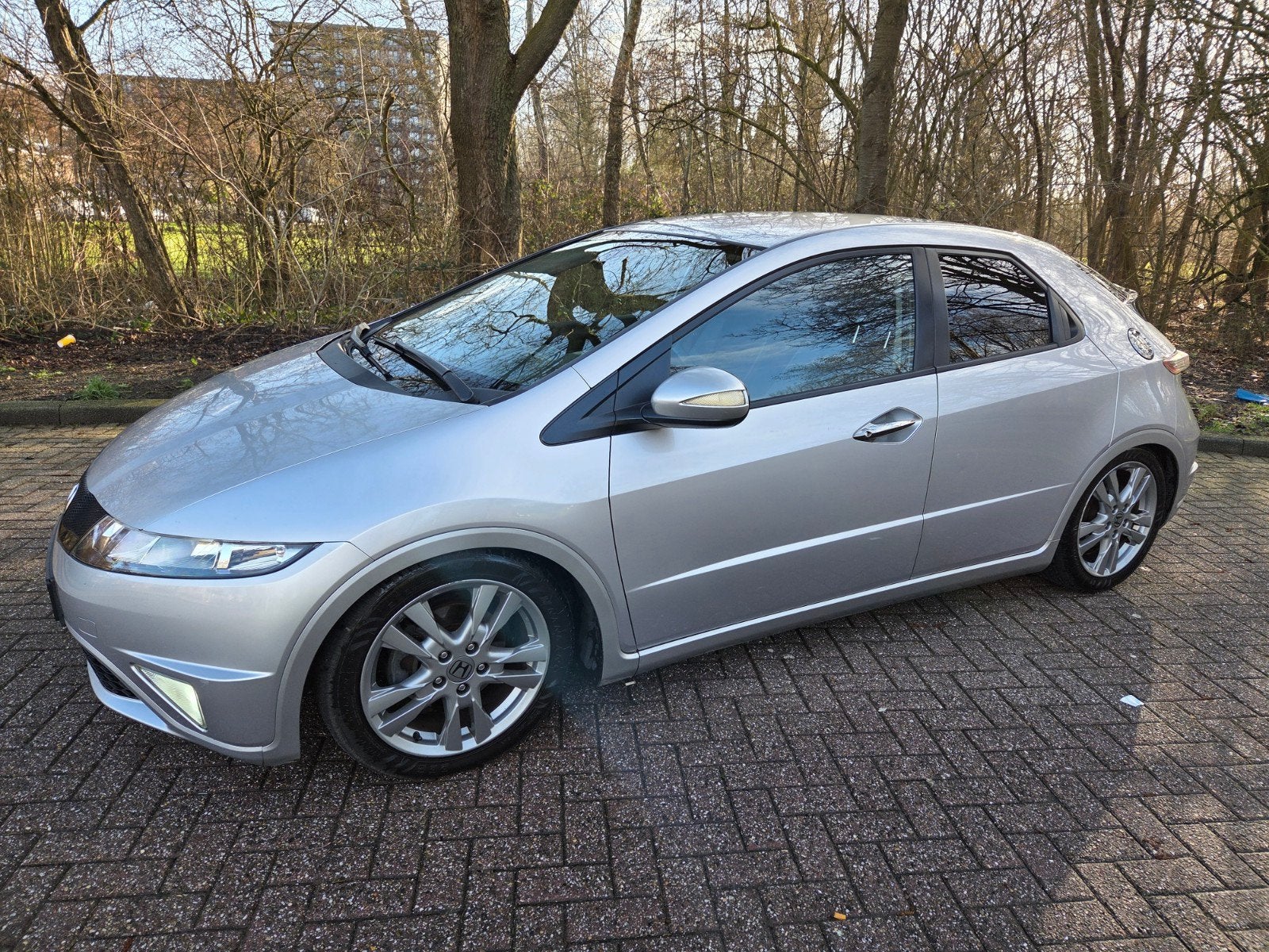 Honda Civic 1.8 Vtec Automaat, Auto's, Honda, Zwart, 4 cilinders, 1799 cc, Leder en Stof