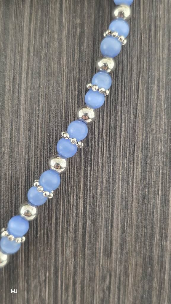 Zinzi collier met blauwe kralen                           M6, Gebruikt, Blauw, ., Ophalen of Verzenden