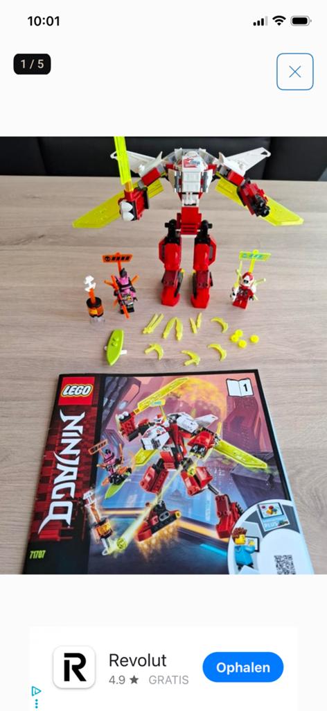 Lego Ninjago set 71707 Kai's Jet-Blade in goede staat, Lego, Ophalen of Verzenden, Zo goed als nieuw, Compleet