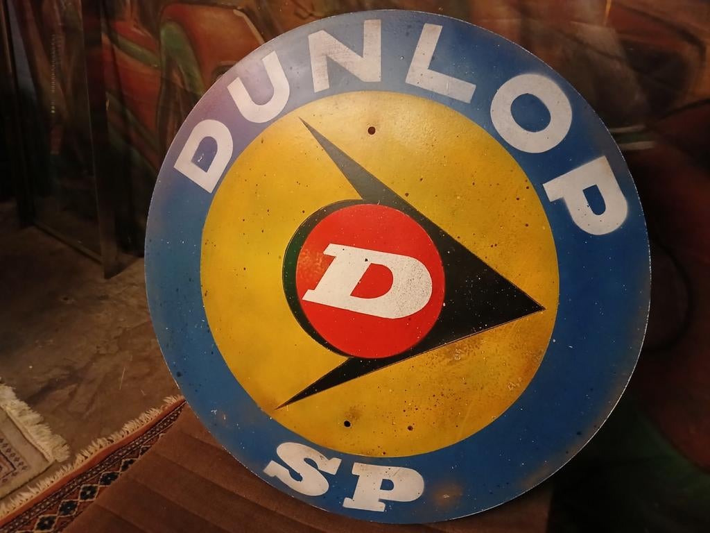 Dunlop banden reclamebord, Verzamelen, Reclamebord, England, Info@dunlop.nl, Ophalen of Verzenden