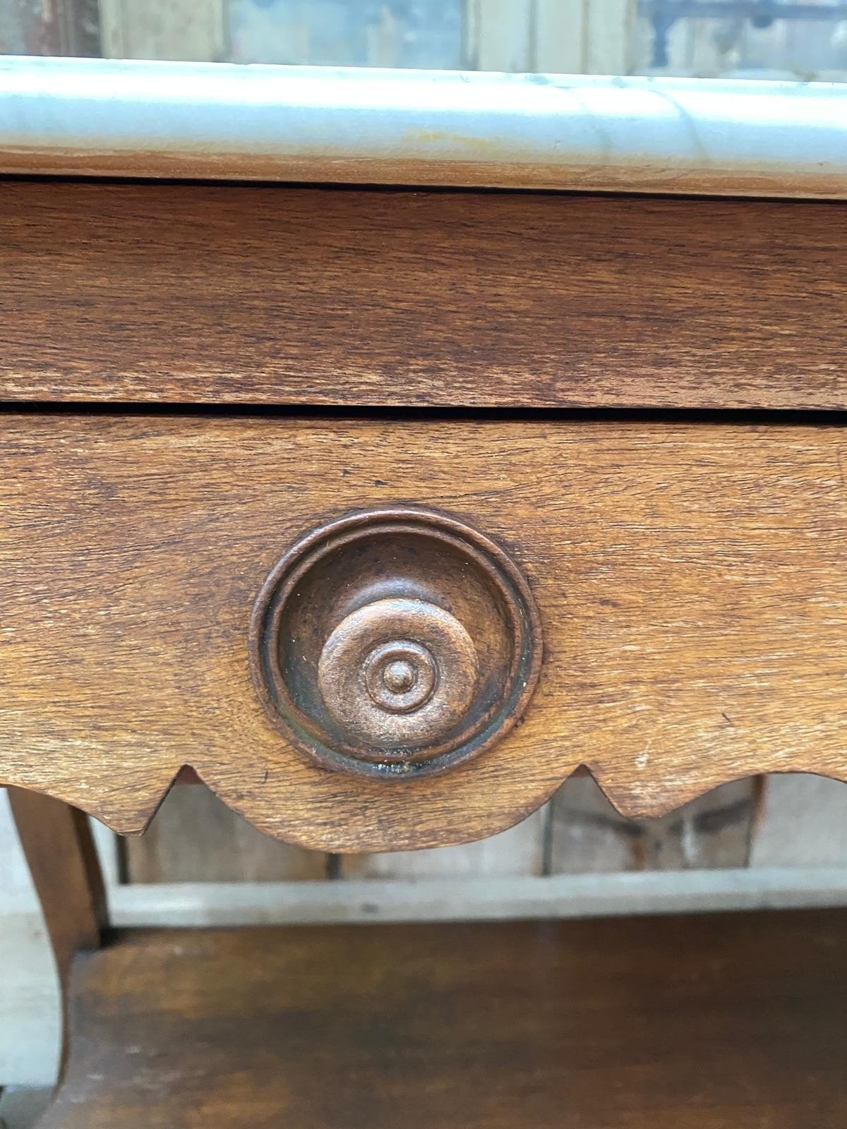 Landelijk Franse wastafel sidetable met marmer, Ophalen