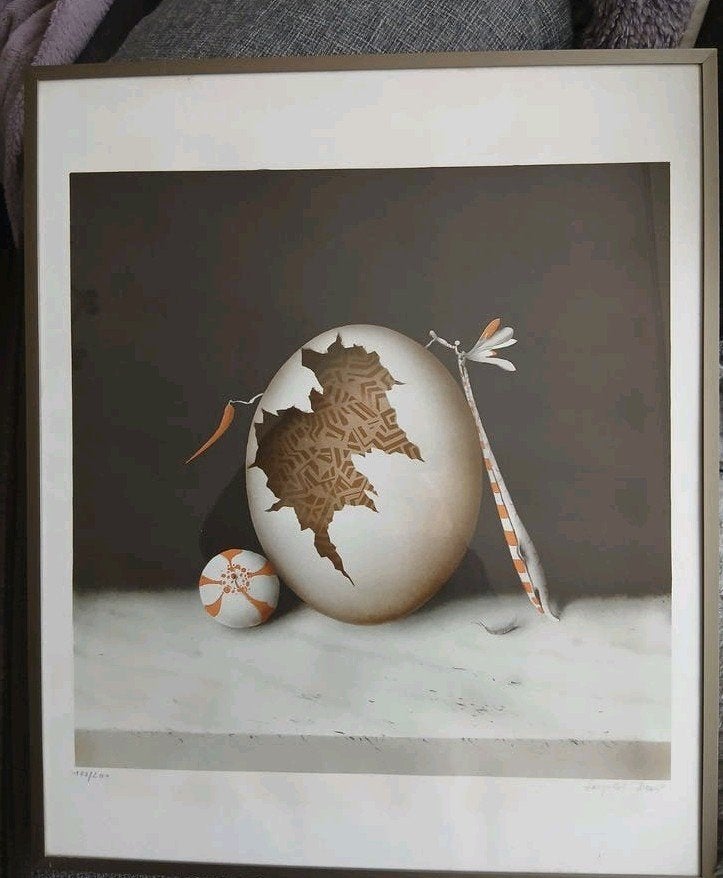 Leopold Peer surrealistische abstracte prent gesigneerd, Ophalen of Verzenden, 61 cm, 51 cm, Genummerd