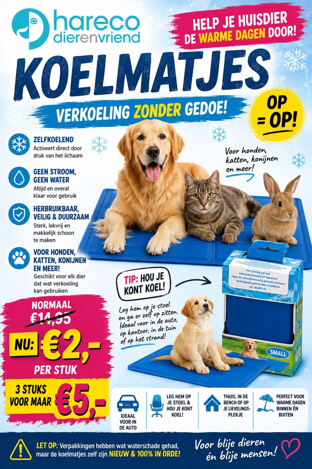 GOEDKOOP KOELMAT 3/5€, 50/50€ 100/75€ 150/100€ 250/125€, Ophalen of Verzenden, Nieuw