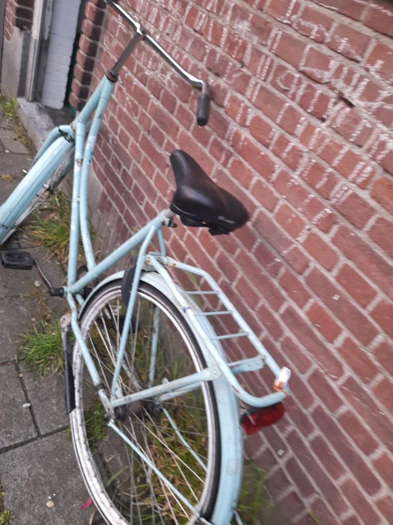 Oude lichtblauwe fiets - opknapper  kantine merk, Overige merken, Terugtraprem, Ophalen of Verzenden, 53 tot 56 cm