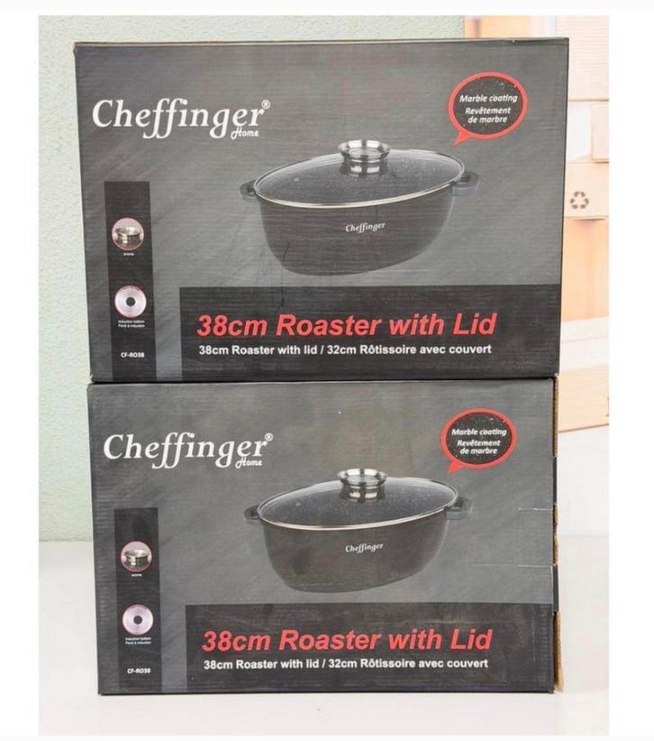 Cheffinger CF-RO38 Braadpan 38cm met Deksel – ook inductie, Ophalen of Verzenden, H, H, Koekenpan of Braadpan