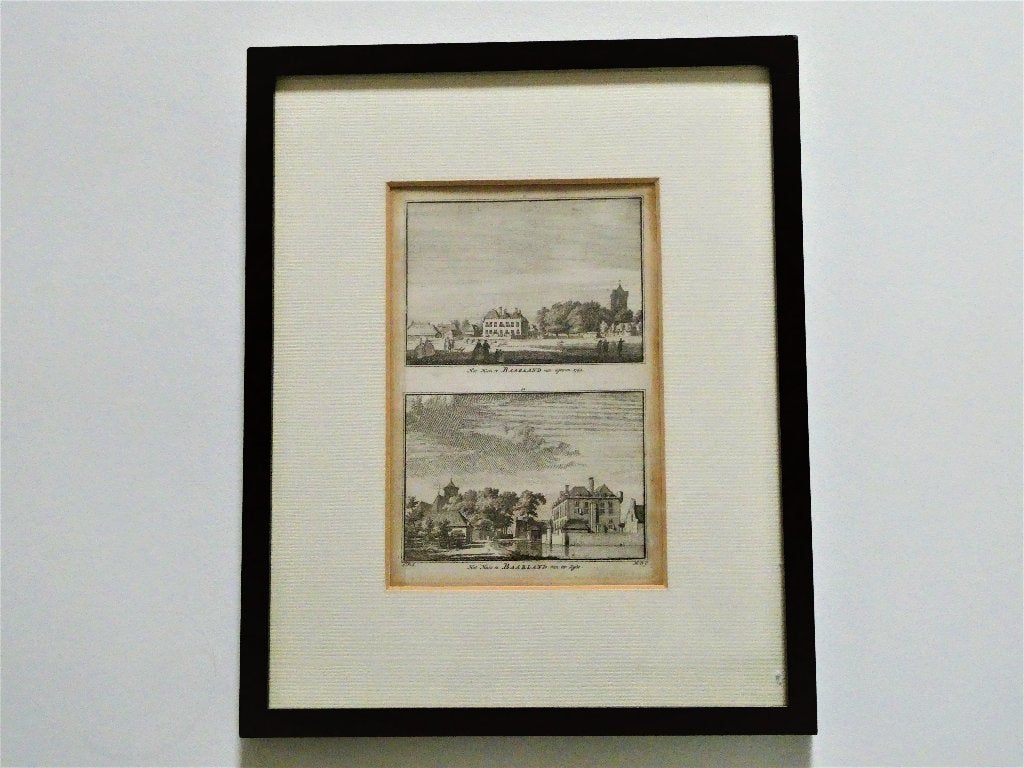 Gravure Baarland Zeeland Het Huis te Baarland Zuid Beveland, 28 cm, Ingelijst, 22 cm, Ophalen of Verzenden