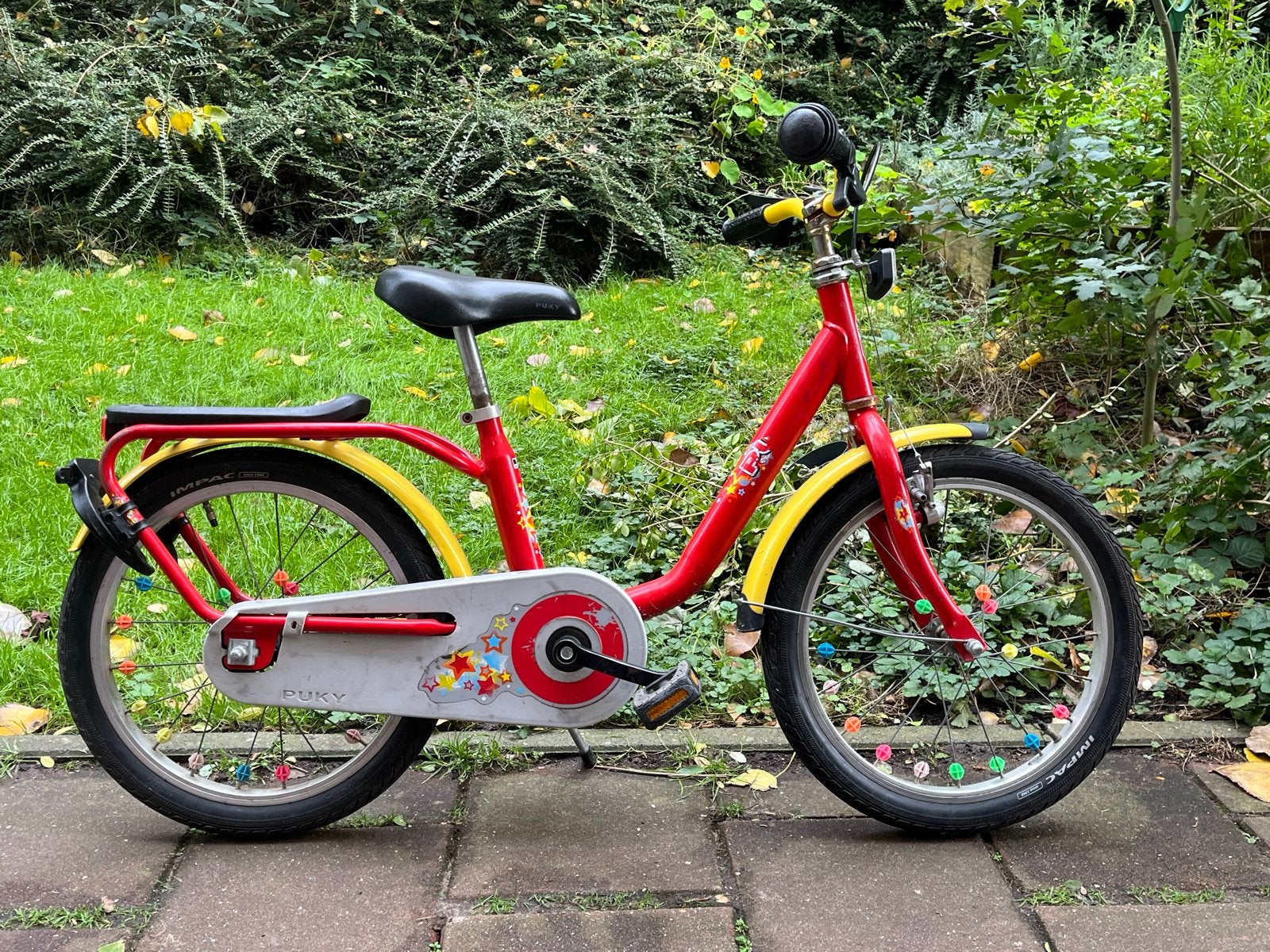 Puky kinderfiets rood/geel, 18 inch, Ophalen, Gebruikt, Terugtraprem, 16 tot 20 inch