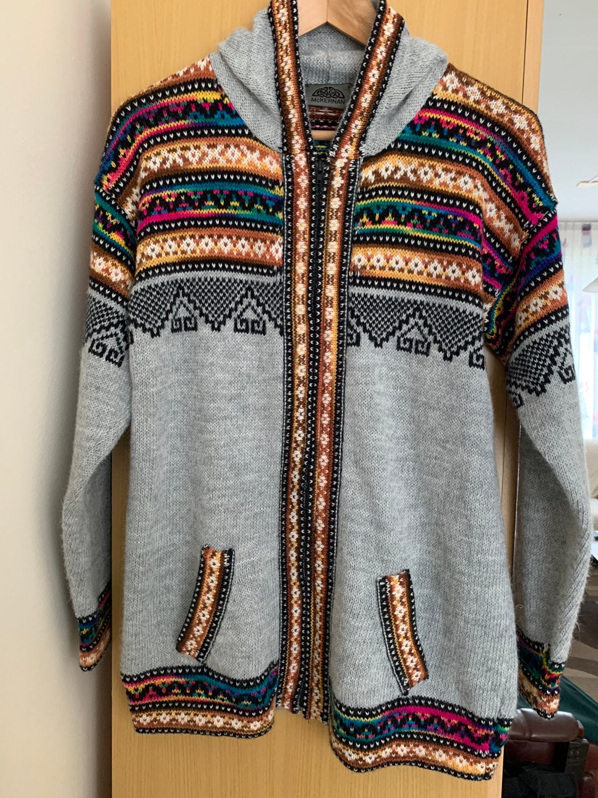 Wollen vest McKernan maat M grijs turquoise bruin, Kleding | Dames, Ophalen of Verzenden, Zo goed als nieuw, Maat 38/40 (M), Grijs