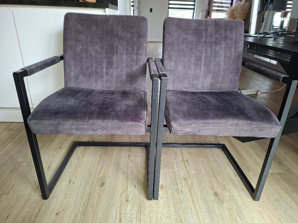 Eetkamerstoelen set van 4, Huis en Inrichting, Stoelen, Ophalen, Zo goed als nieuw, Grijs, Stof