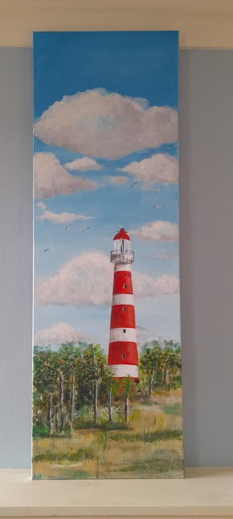 Schilderij Vuurtoren Ameland - Acryl op doek, Ophalen of Verzenden