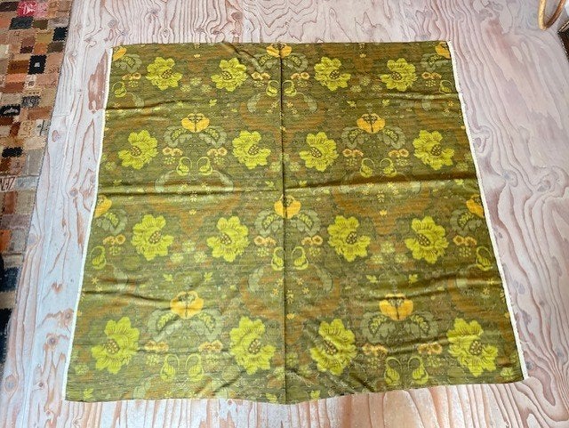Stof groen gordijnstof bloemen retro, 120 cm of meer, Nieuw, Ophalen of Verzenden, Katoen
