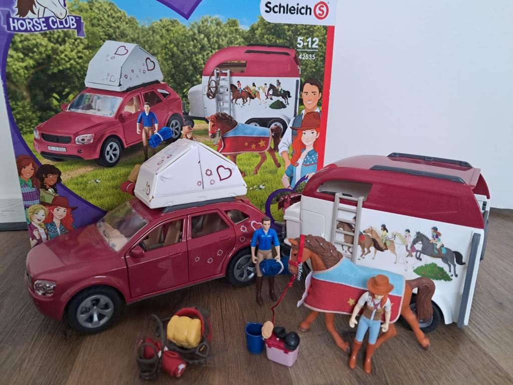 Schleich 42535 Auto met Paardentrailer - Compleet, Ophalen of Verzenden, Zo goed als nieuw