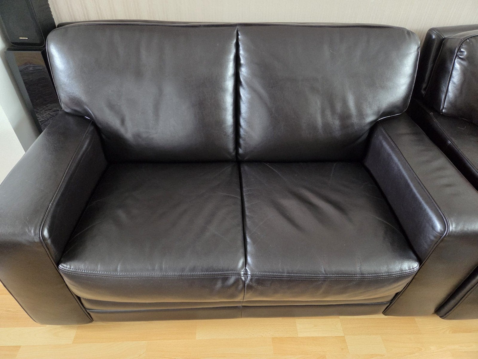 Compleet donkerbruin lederen bankstel (2x2-zits, 1x 3-zits), Huis en Inrichting, Banken | Bankstellen, Ophalen, Gebruikt, 150 tot 200 cm