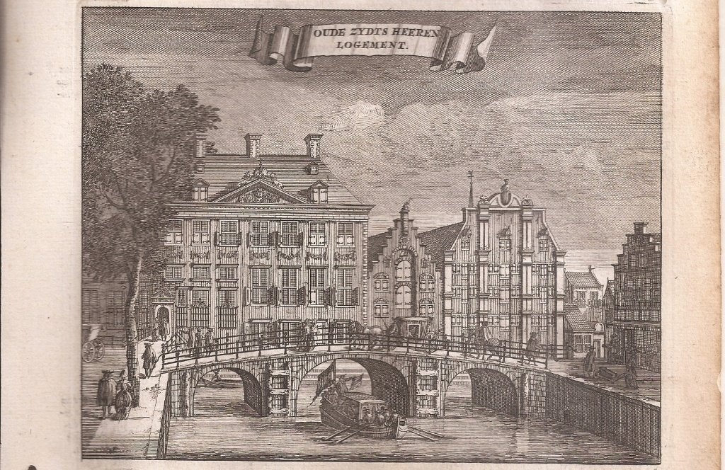 Amsterdam Oude Zydts Heeren Logment Commelin 1693 Kopergr., Stadsgezicht, 12 cm, 15 cm, 1600 - 1699