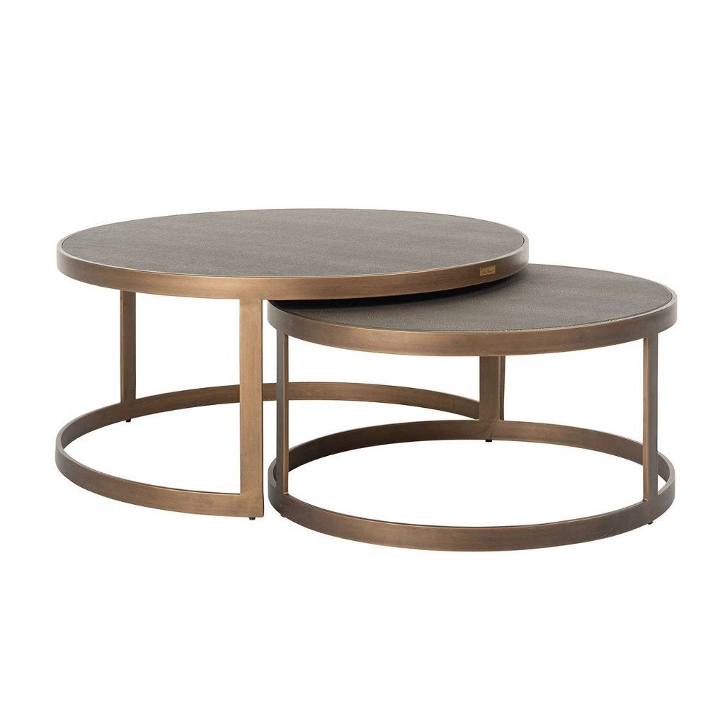 Richmond Interiors Salontafel Bloomville Shagreen Leder, Huis en Inrichting, Ophalen, Richmond Interiors, Glas, Rond