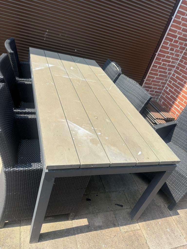 Robuuste Buitentafel 2.20 x 92 cm, Ophalen of Verzenden, Gebruikt, Rechthoekig, Overige materialen