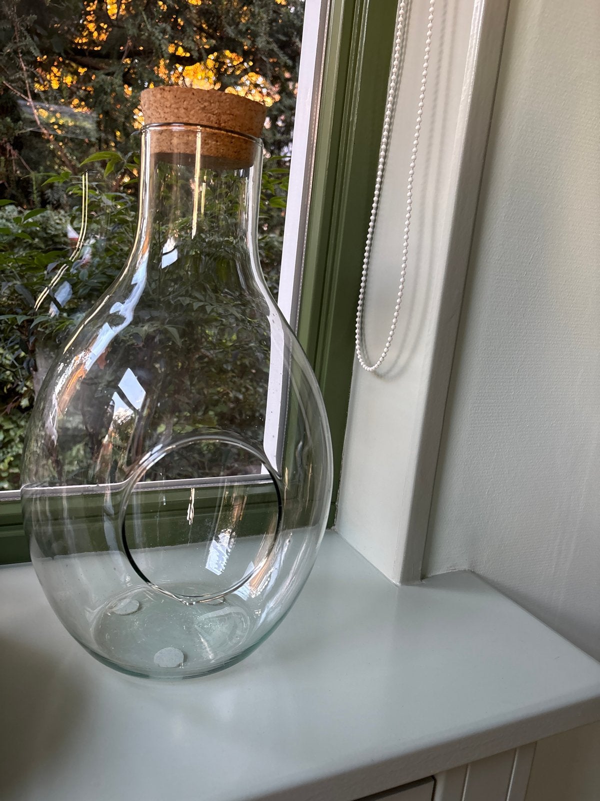 Glazen terrarium met kurken dop - 40 cm hoog, Huis en Inrichting, Transparant, Met deksel, Ophalen of Verzenden, Glas