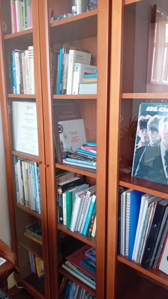 Billy boekenkast (3 stuks) met glazen deuren, Huis en Inrichting, Kasten | Boekenkasten, Ophalen, Gebruikt, 50 tot 100 cm, 150 tot 200 cm