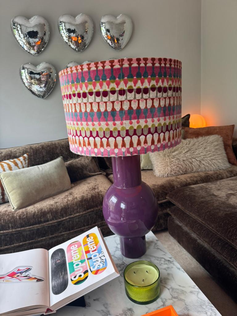 Handgemaakte colmore lamp met kap - custom design, Ophalen, Zo goed als nieuw, Stof, 75 cm of meer