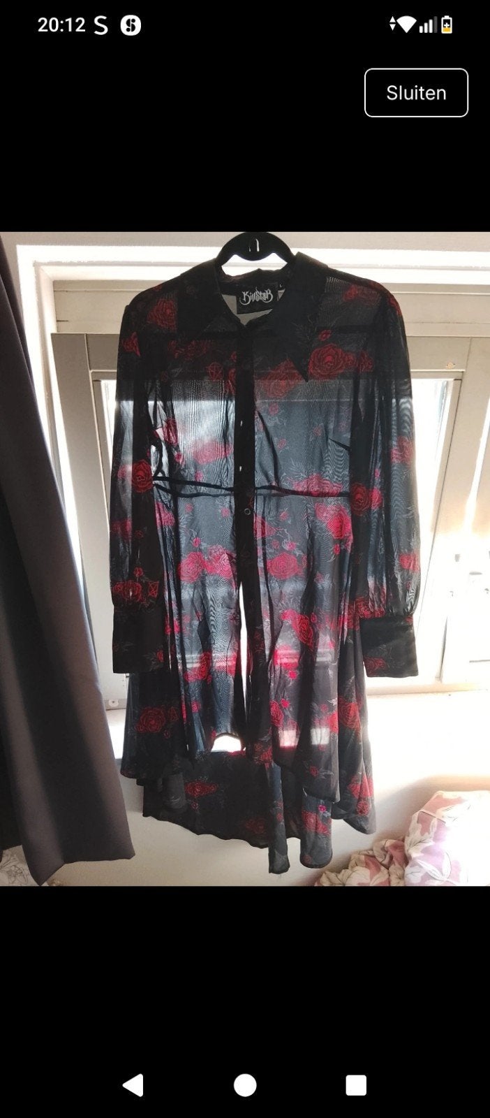 Killstar doorschijnende jurk met rozenprint maat l/m, Ophalen of Verzenden, Zo goed als nieuw, Zwart