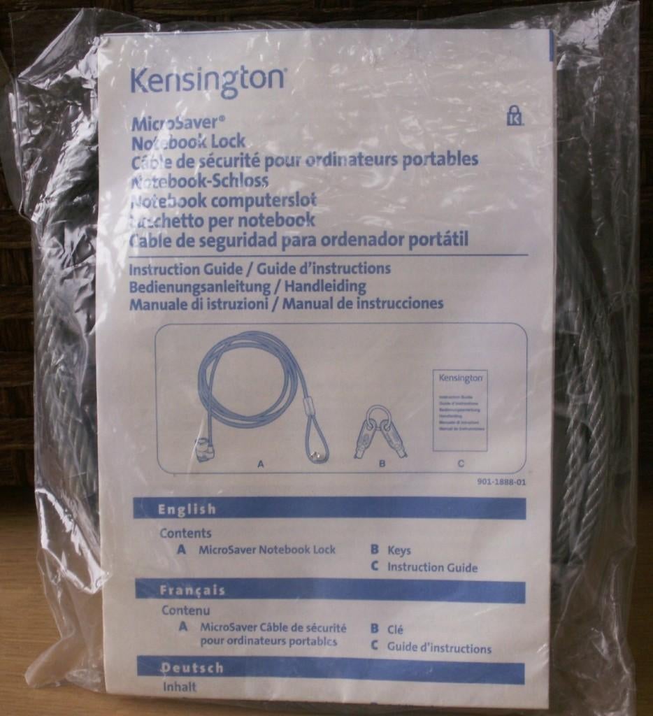 Kensington Microsaver slot – 1,8m kabelslot laptopslot nieuw, Ophalen of Verzenden, Nieuw