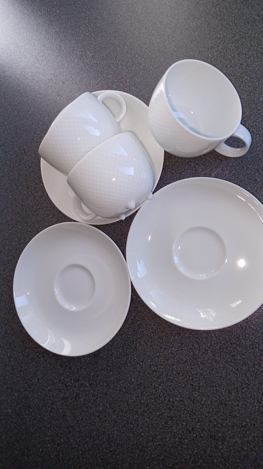 3 Witte porseleinen Espresso kop/schoteltjes van ROSENTHAL, Ophalen, Zo goed als nieuw, Porselein, Kop en/of schotel