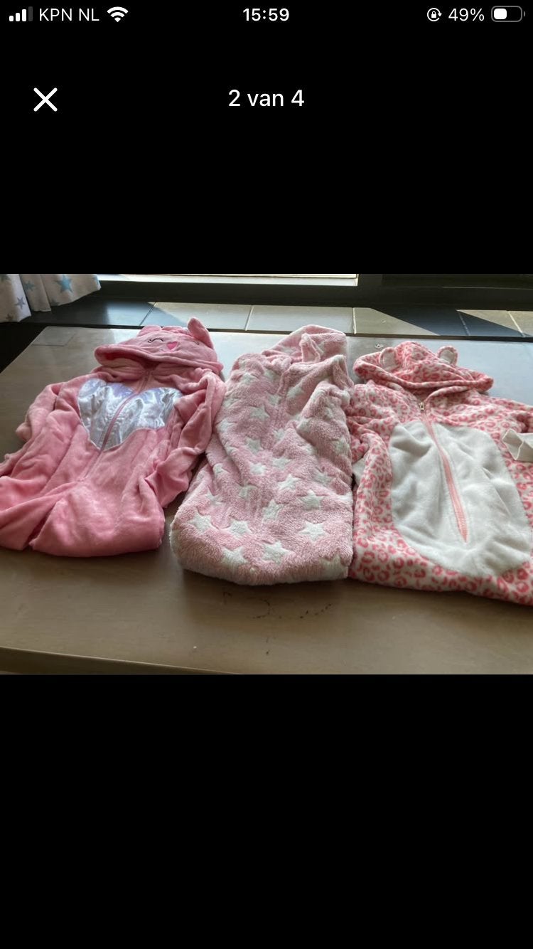 3x Roze Onesie Maat 116-122 voor Meisjes, Kinderen en Baby's, Kinderkleding | Maat 116, Ophalen of Verzenden, Gebruikt, Meisje