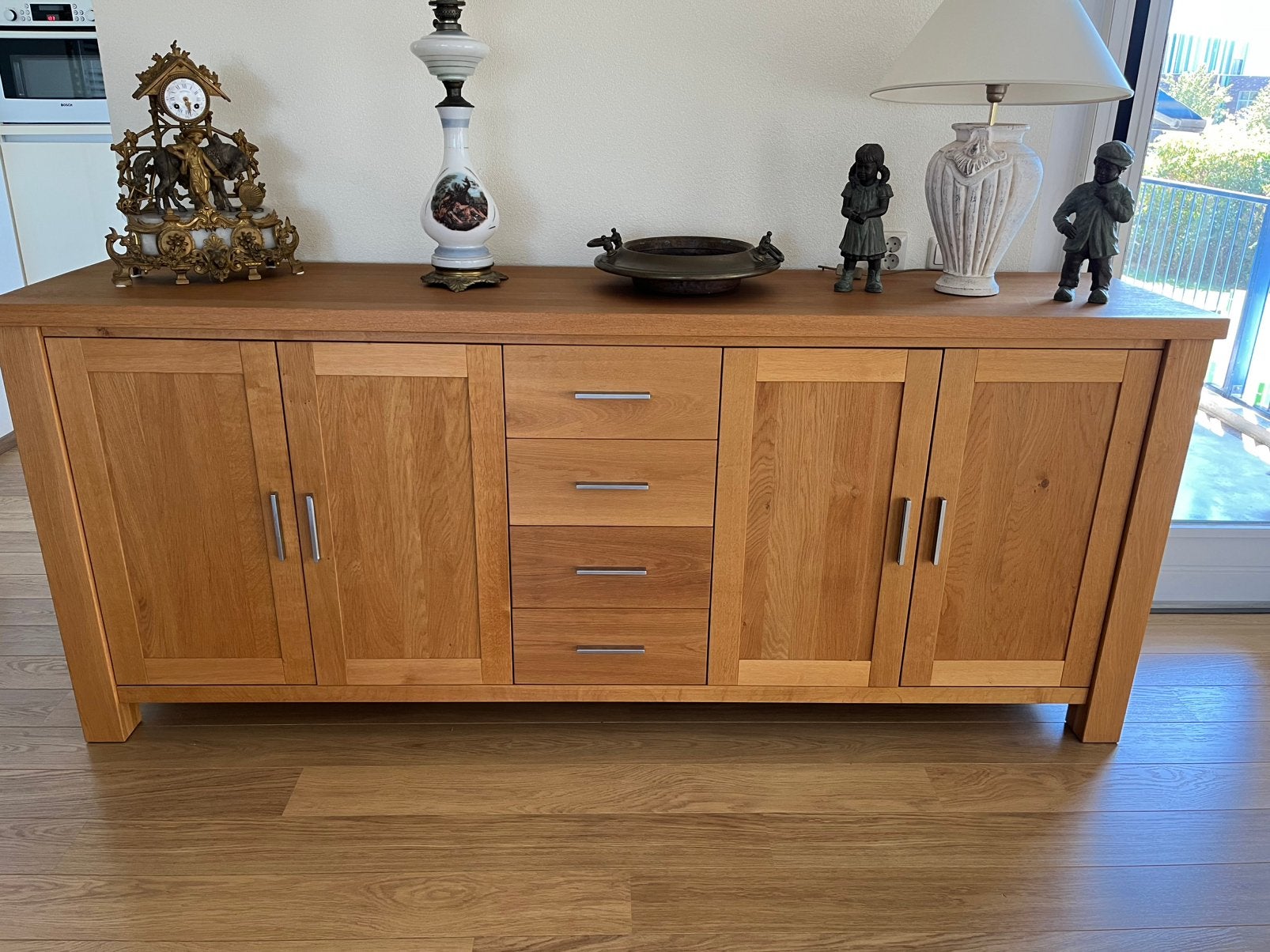 Blank eikenhouten dressoir, Huis en Inrichting, Kasten | Dressoirs, Ophalen, Zo goed als nieuw, 50 tot 75 cm, 200 cm of meer