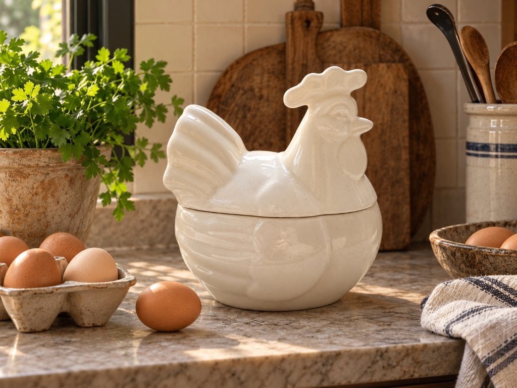 Keramieken kip eierpot Vintage retro voorraadpot, Ophalen of Verzenden