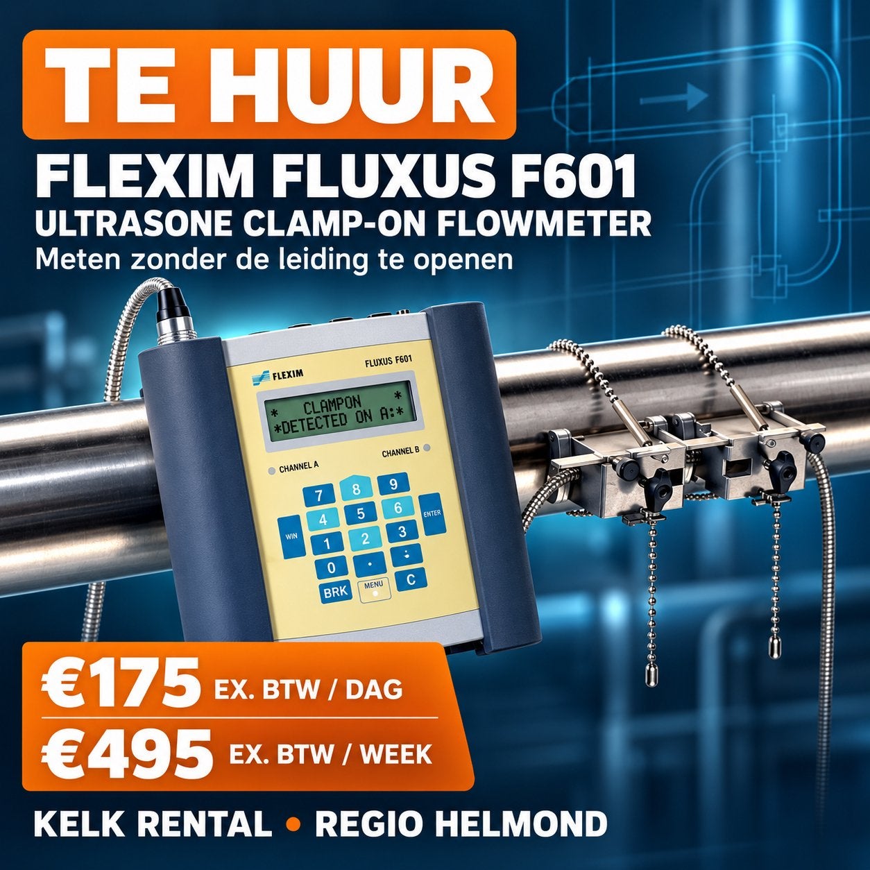 FLUXUS F601 ultrasone flowmeter te huur