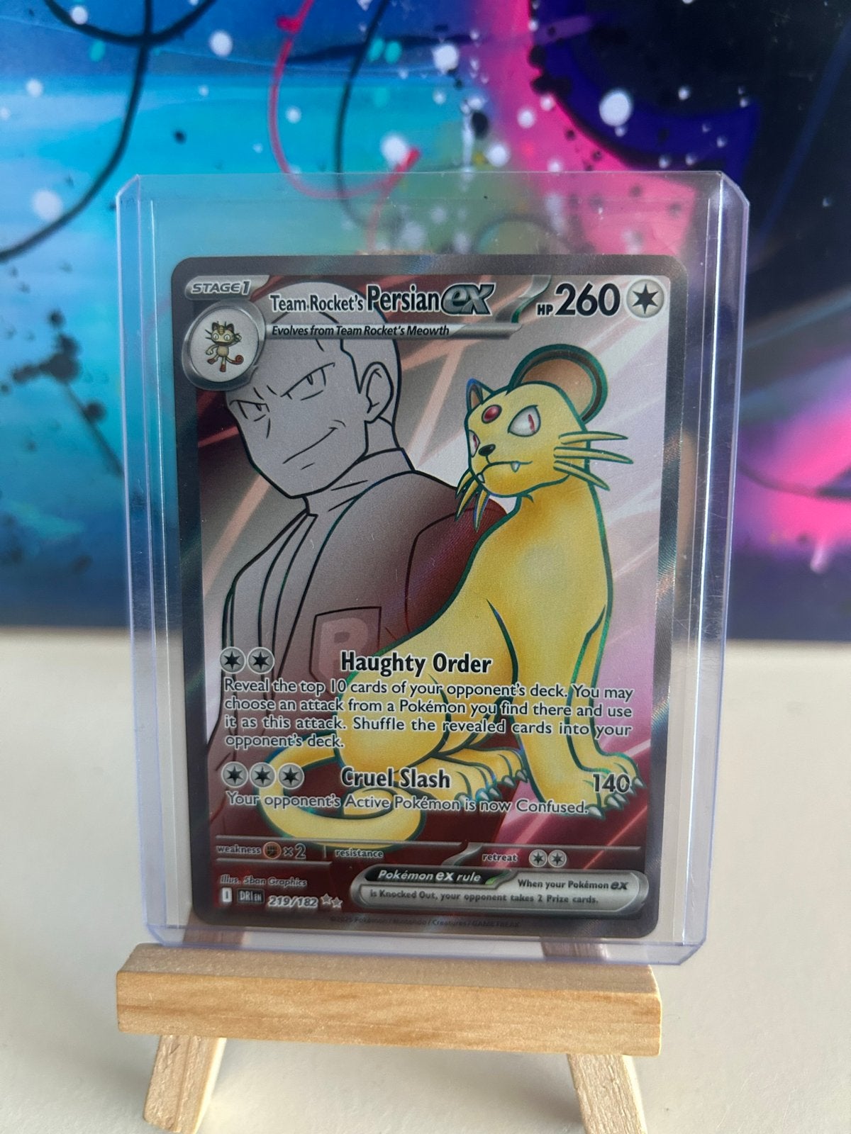 Team Rocket's Persian EX 219/182 - Pokémon Kaart, Ophalen of Verzenden, Zo goed als nieuw, Losse kaart, Foil