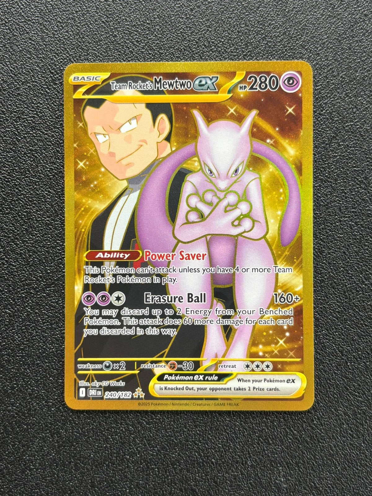Team Rocket’s Mewtwo ex 240 Destined Rivals, Ophalen of Verzenden, Zo goed als nieuw, Losse kaart, Foil