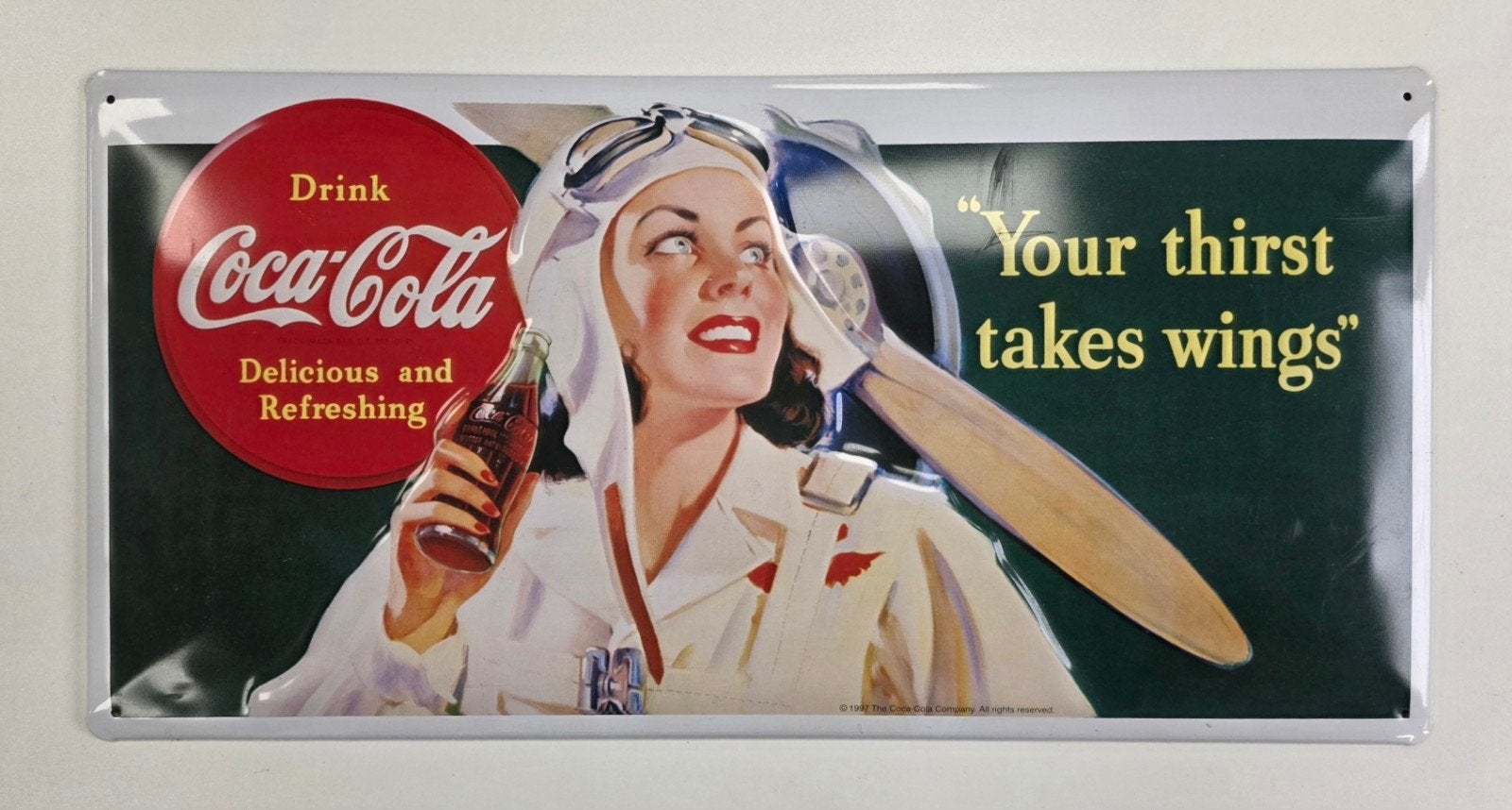 Origineel, retro, blikken, Coca-Cola reclamebord, Ophalen of Verzenden, Zo goed als nieuw, Reclamebord