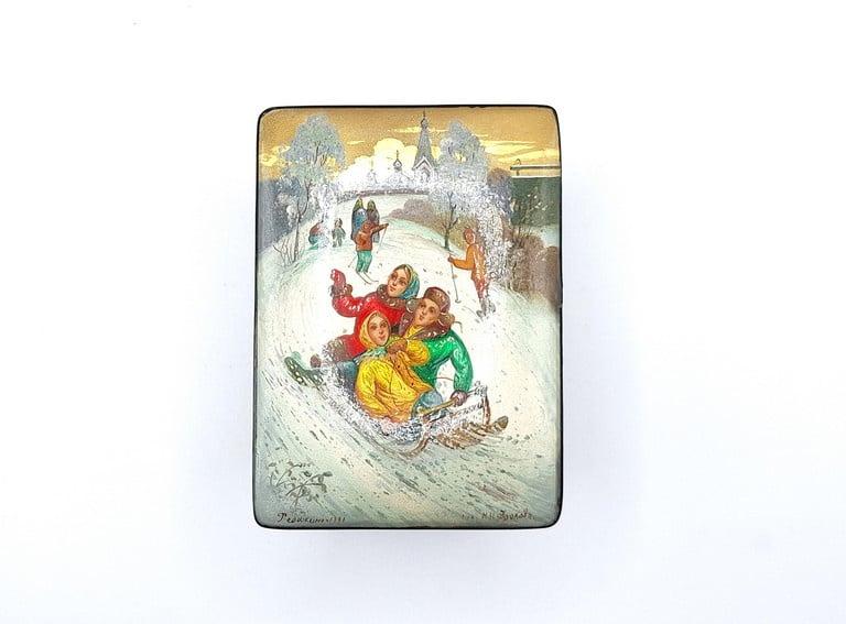 Russisch lakdoosje miniatuurkunst Pegockuko, Verzenden