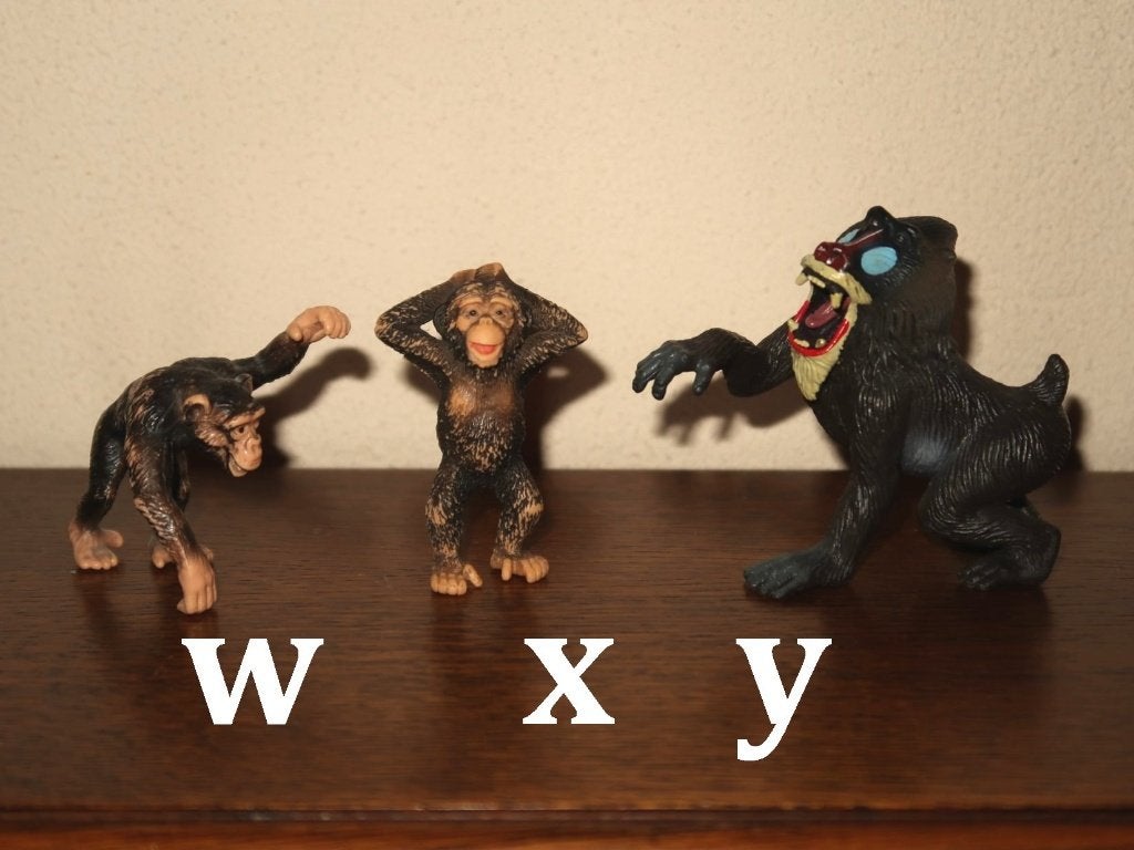 2 chimpansees Schleich 14095 & Bullyland + Chap Mei mandril, Verzenden, Gebruikt, Wild dier, Beeldje of Figuurtje